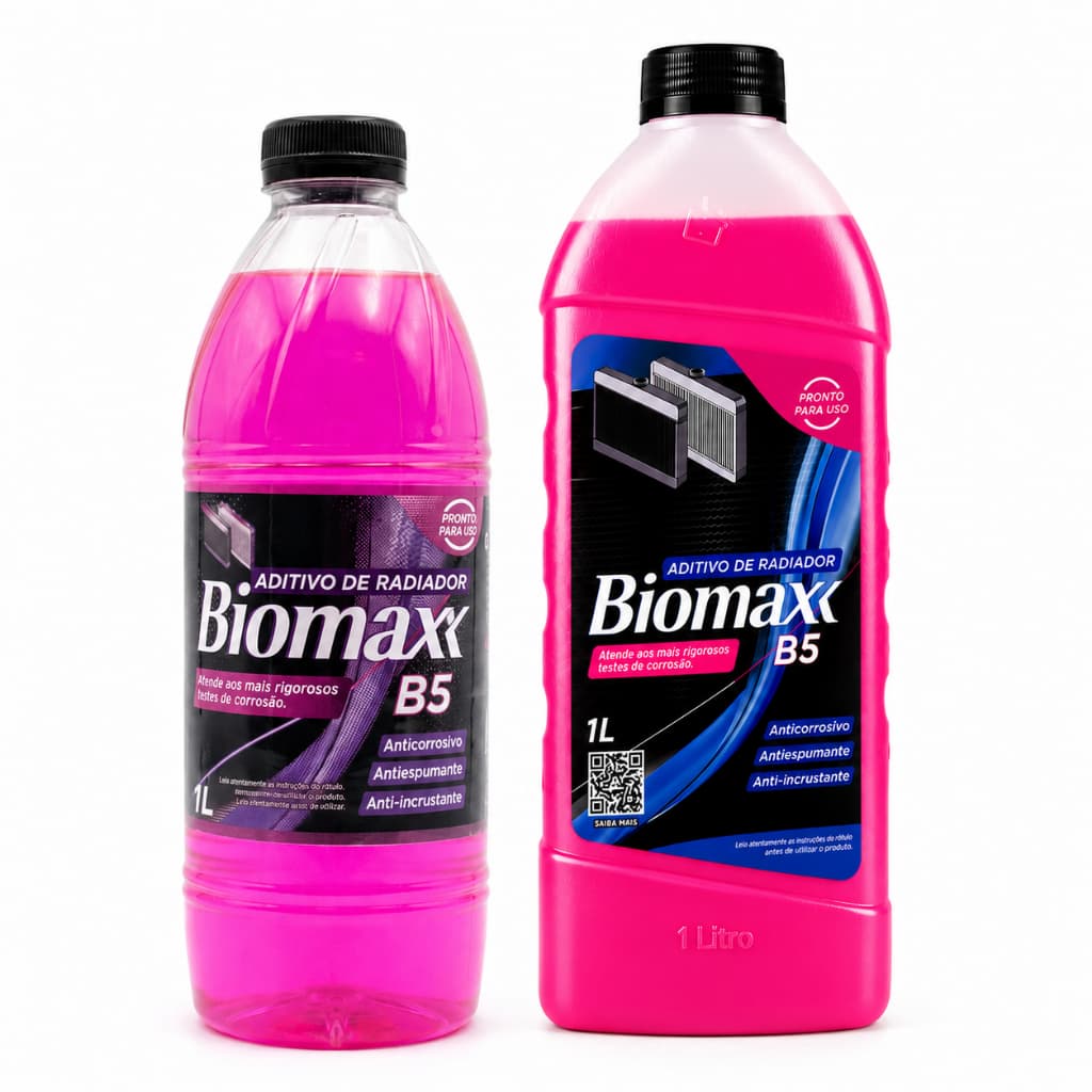 Aditivo Radiador Biomax Pronto Uso 1L Premium Pet Rosa Anticorrosivo Sistema de Arrefecimento Onix, HB20 e Argo.
