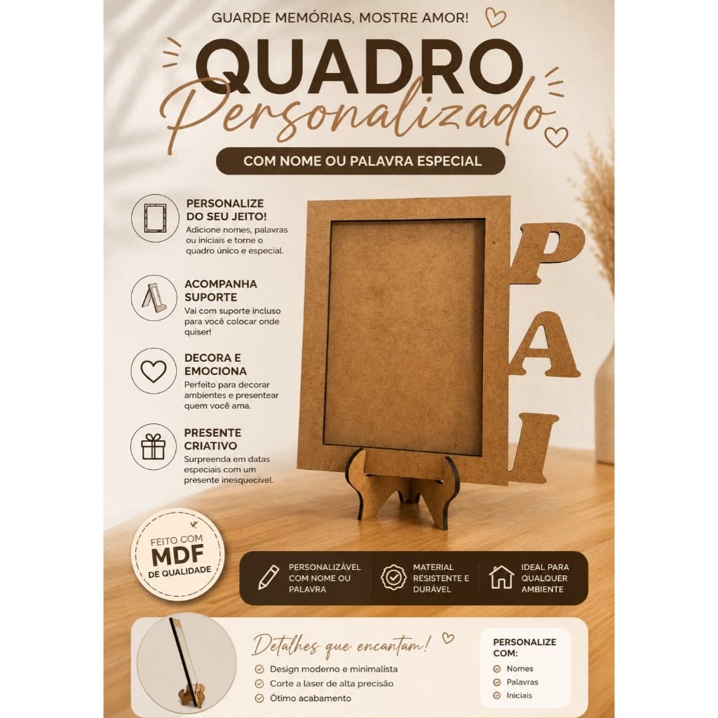 Porta Retrato para Fotos 15x10 em MDF Moldura