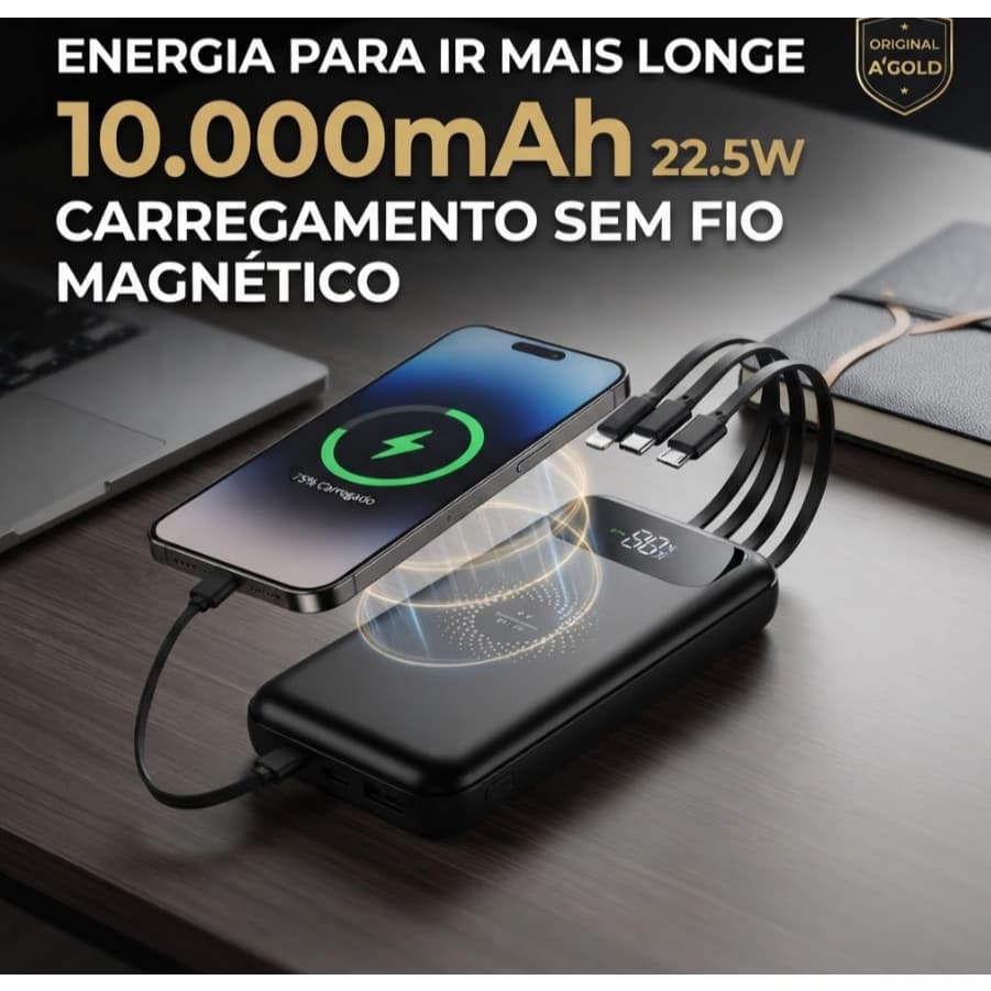 Power Bank A'Gold BTE-17 10000mAh Magnético 22.5W Original
