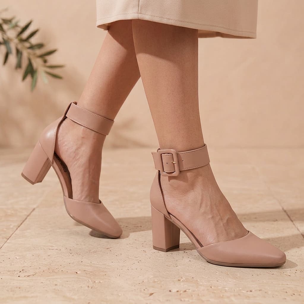 Sapato Scarpin Salto Alto Feminino Bico Fino Salto Bloco Grosso Confortável Sapato Social Elegante