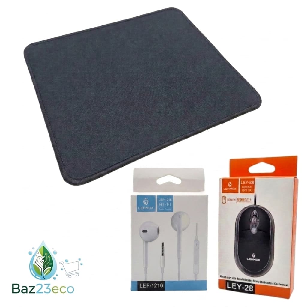Kit Mouse USB com Fio + Mouse Pad Gamer Antiderrapante + Fone de Ouvido com Microfone para Notebook PC Desktop Gamer