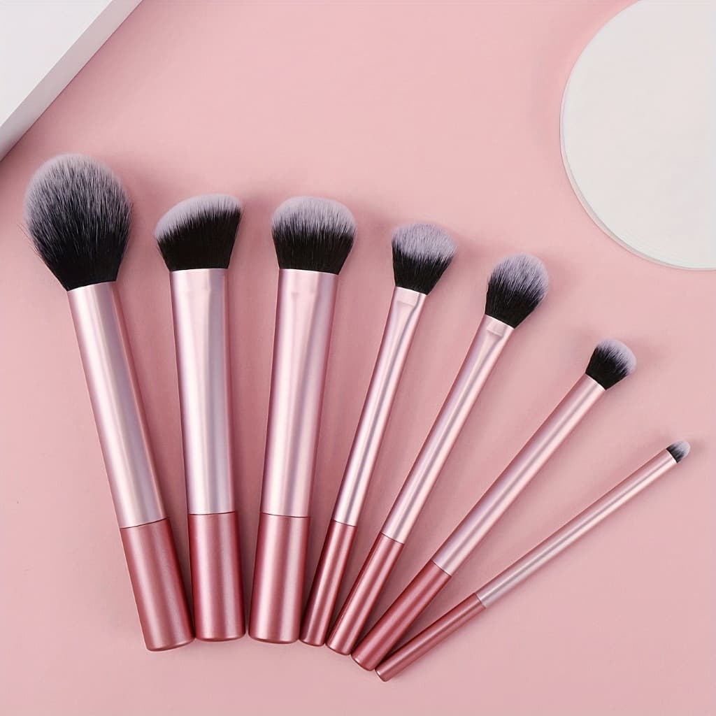 kit 7 Pincéis De Maquiagem Profissional