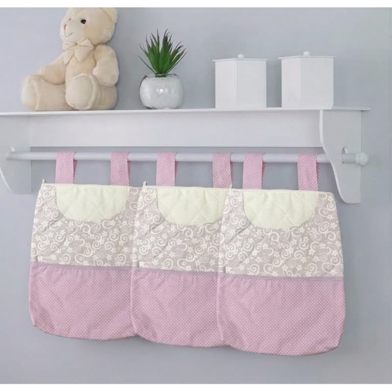 Kit Porta Fraldas de Varão com 3 Peças, Organizador e Decoração as