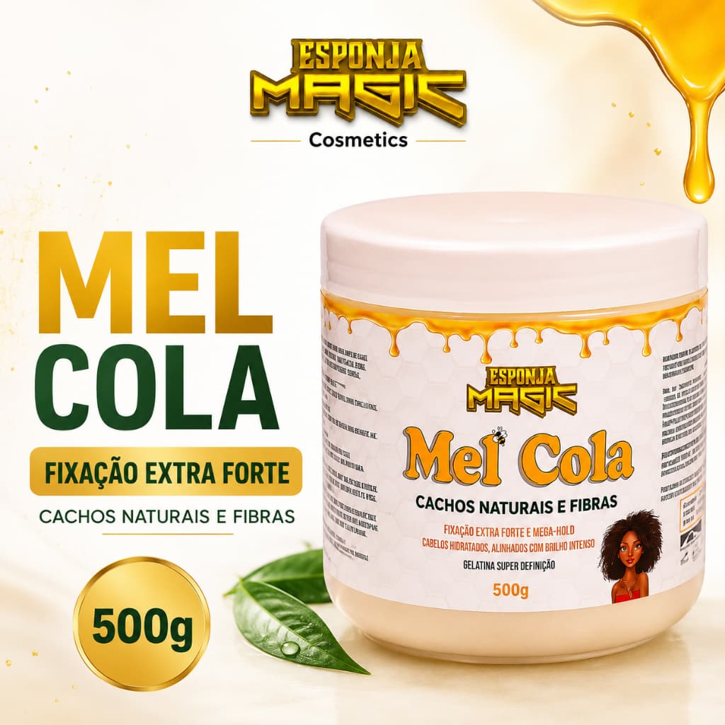 Mel Cola 500g Para Cachos Gel Modelador Finalizador Alta Definição