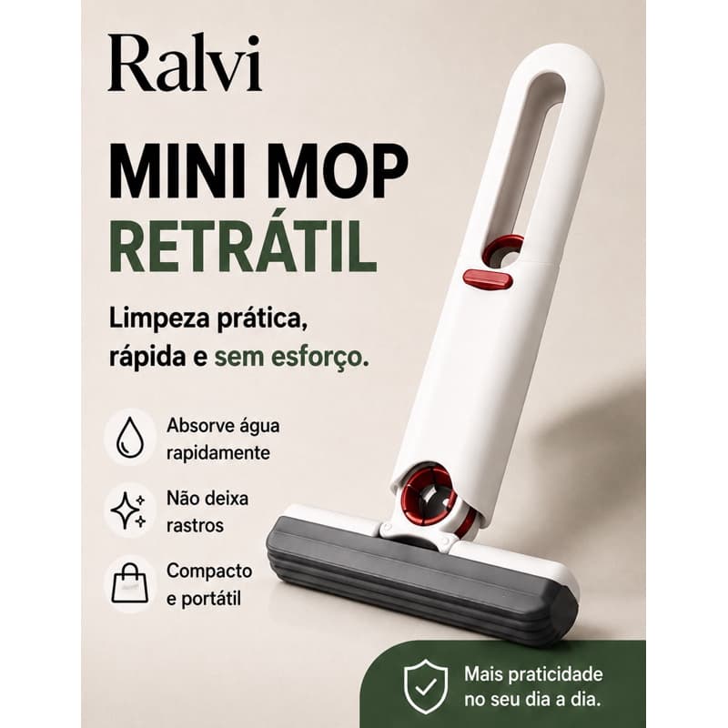 Mop Pequeno Portátil Retrátil Esfregão Auto-Torção Limpeza Rápida Prática Casa Banheiro Cozinha Carro - BP-21108