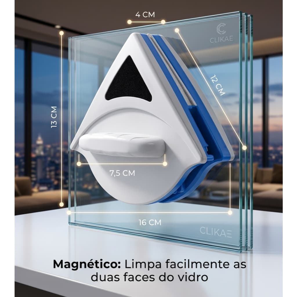 Limpa Vidros Dupla Face Magnético – Limpeza Segura e Rápida
