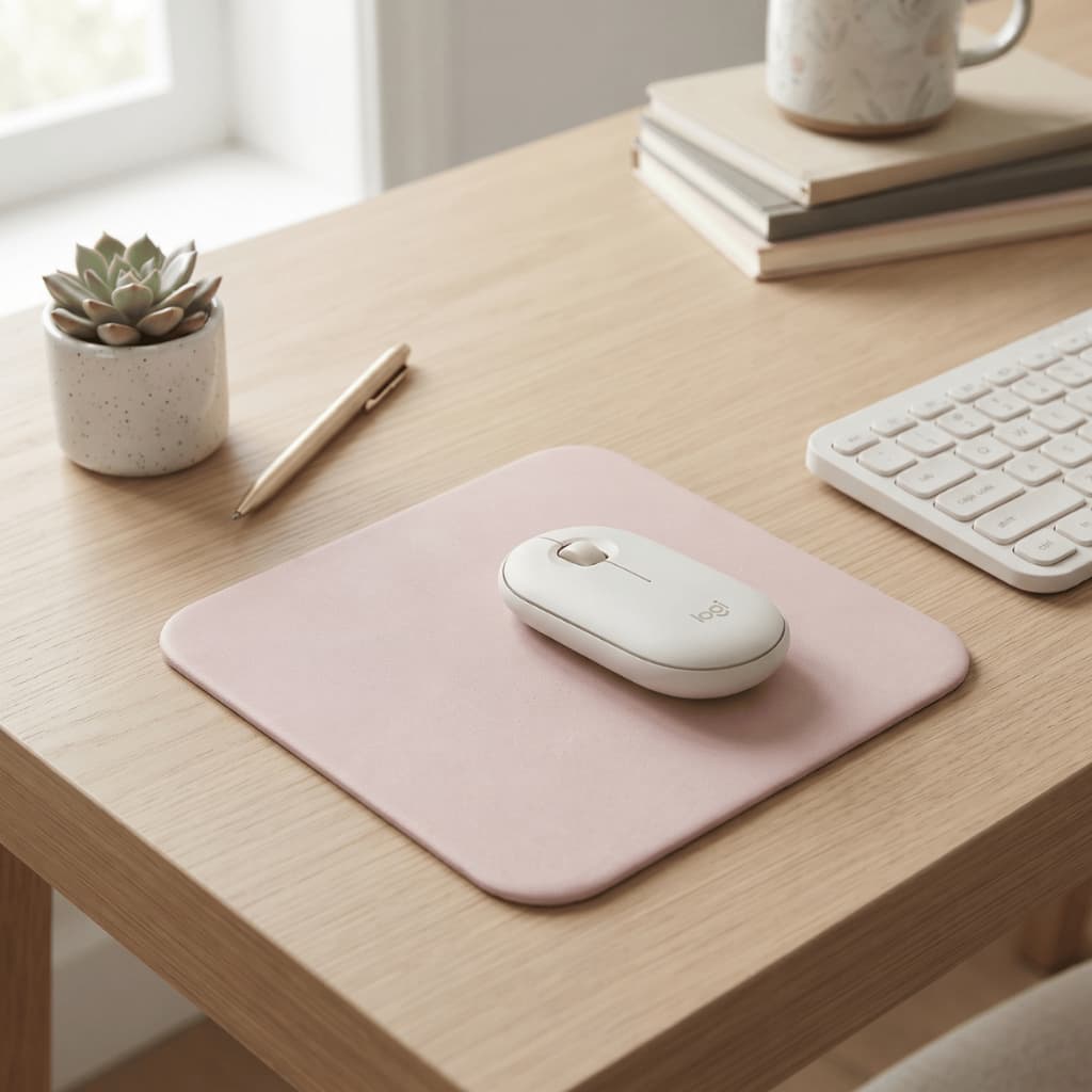 MousePad  Rosa Desk Pad Couro Eco Office