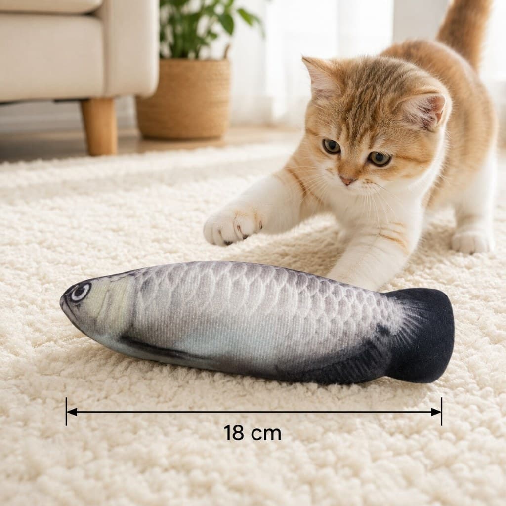 Brinquedo Peixe Pelúcia Gatos Catnip Interativo Macio Divertido Estampas Sortidas Antiestresse Resistente 18cm