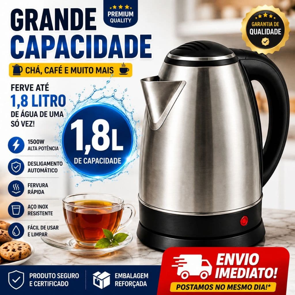 Chaleira Elétrica Inox 1,8 Litros