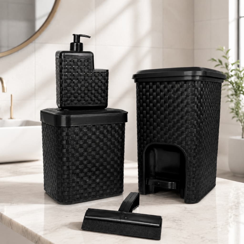 Kit Cozinha- Lixeira 7 Litros , Lixeira de pia 5 Liitros , Porta Detergente e Rodo de Pia