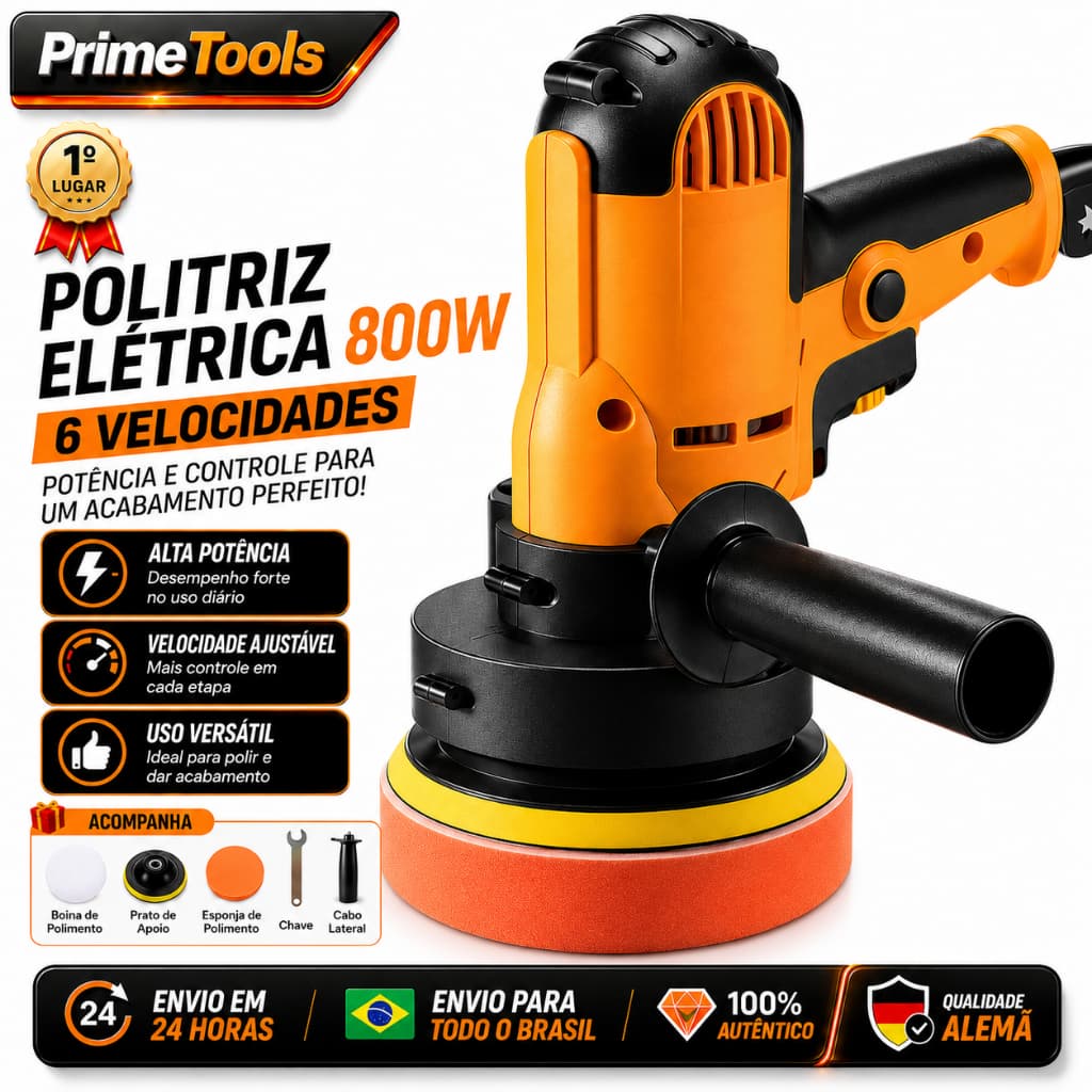 Politriz Elétrica Automotiva 800W 6 Velocidades Lixadeira Polidor