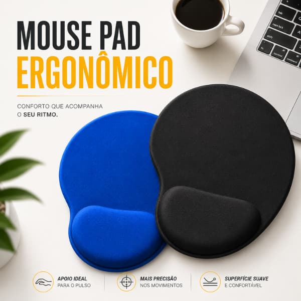 Mouse Pad  Ergonômico | Base emborrachada para Trabalho, Estudo e Gamer