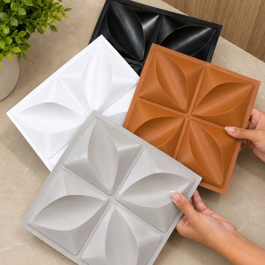Kit 50 de Placas 3D em PVC 25x25 cm para Revestimento Decorativo de Parede