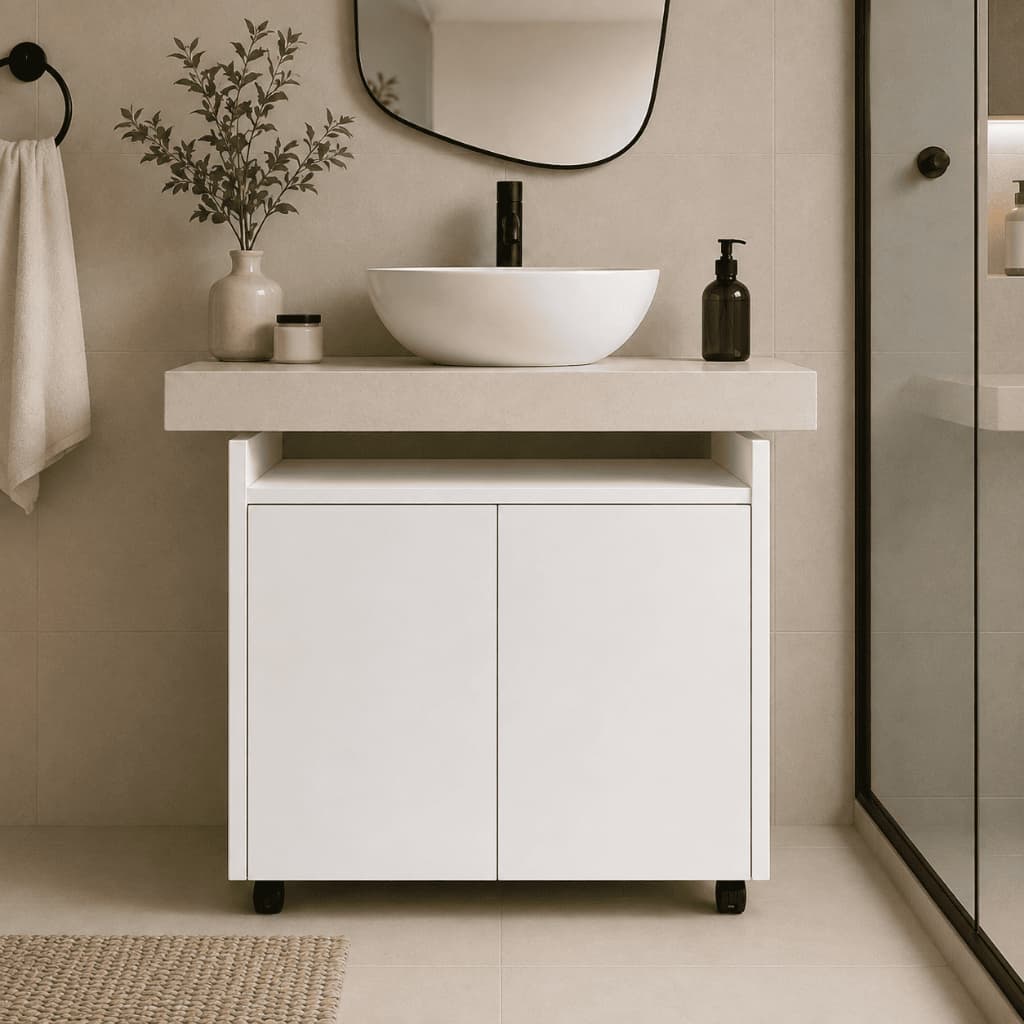 Gabinete Amario Multiuso Para Banheiro Lavabo Escritorio 55cm x 35cm x 61cm