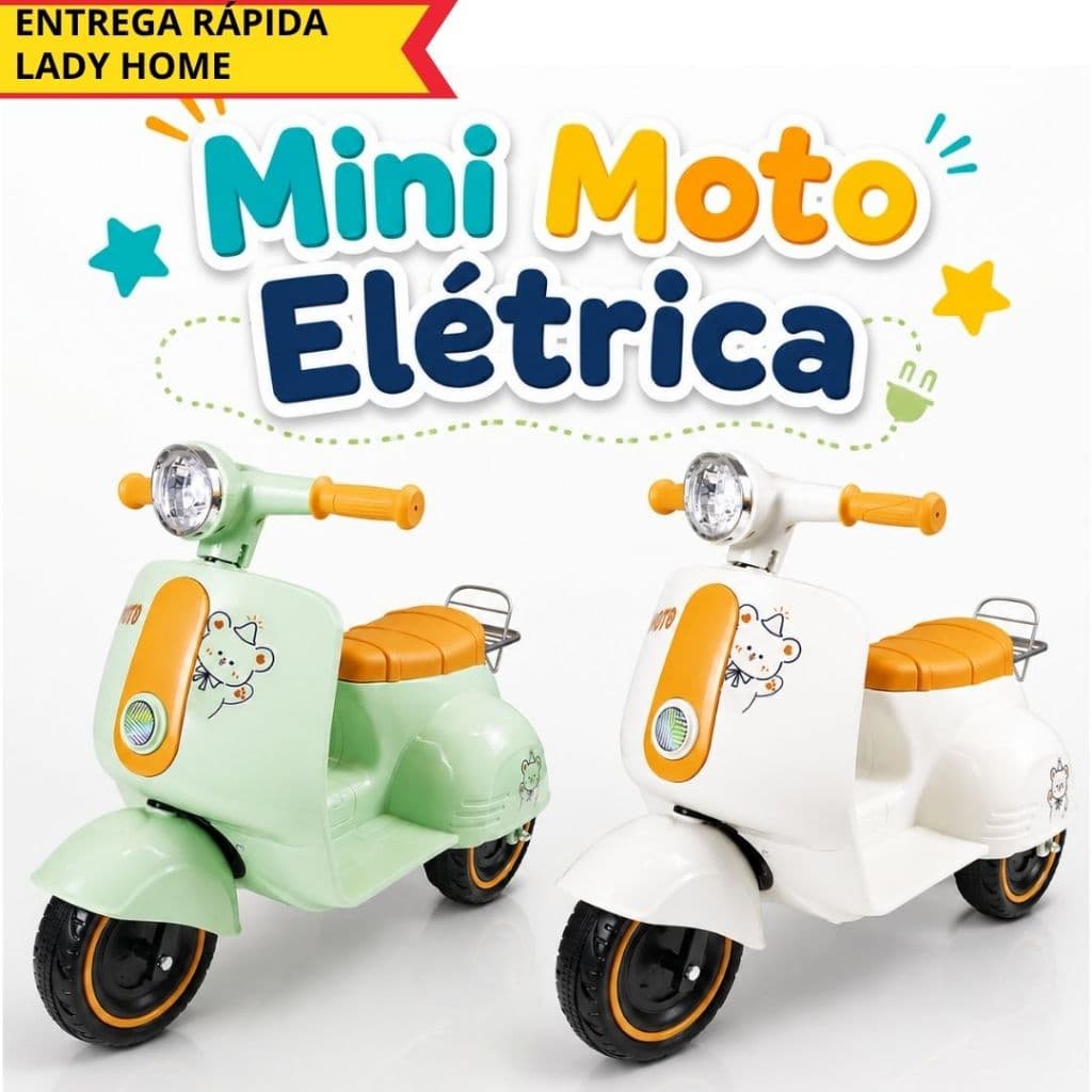 🏍️ Mini Moto Elétrica Infantil Avespa Passeio Criança Com Luzes E Som