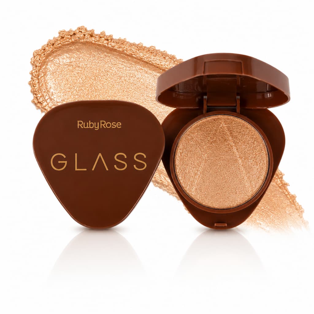 Iluminador Compacto Ruby Rose Baked Linha Glass Efeito Acetinado