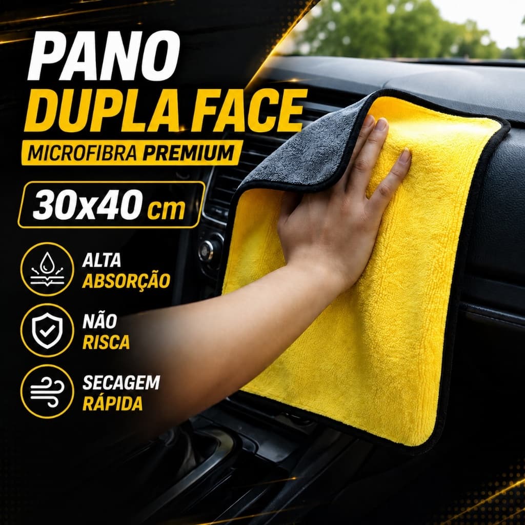 Toalha Pano Limpeza 30x40 2 Lados Limpar Carros sem Arranhar Multiuso De Microfibra Macia