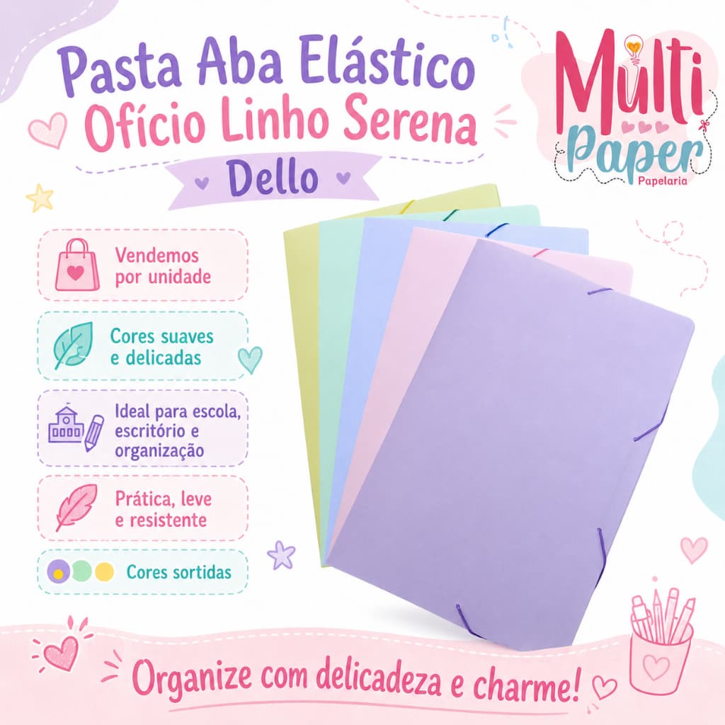 Pasta Aba Elástico Ofício Linho Serena- Dello