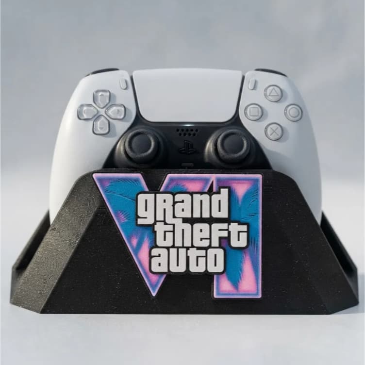 Suporte De Controle PS5 GTA 6 Logo 3D Apoio Mesa Suporte DualSense Gamer Organizador Stand