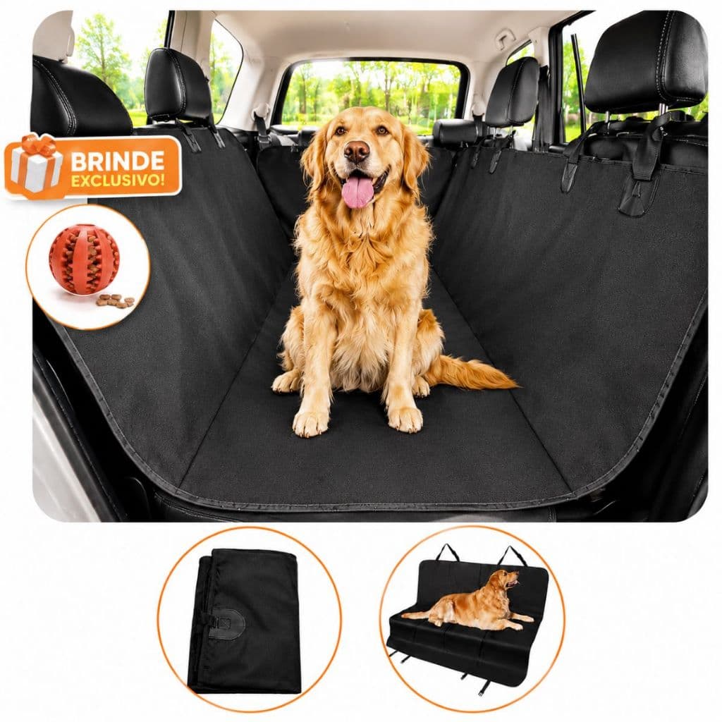 Capa Protetora Pet Banco Traseiro Carro Impermeável Cachorro Cães Gato Nylon 135x125cm