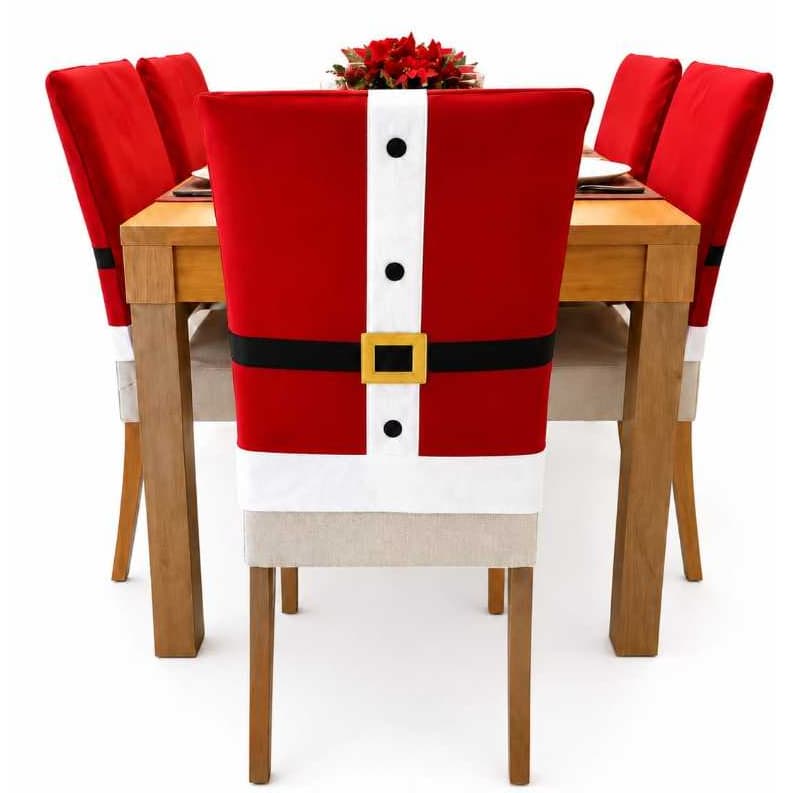 Capa de Cadeira Natalina 50x45 Poliéster Papai Noel Duende Kits Decoração de Natal Mesa Ceia Natal em Família