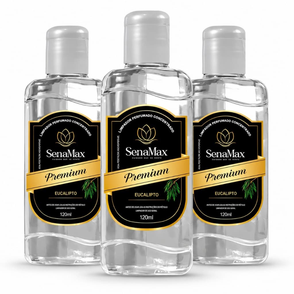 Kit 3 Limpador Perfumado Concentrado SenaMax Premium Eucalipto 120ml Limpeza Perfumada para Casa