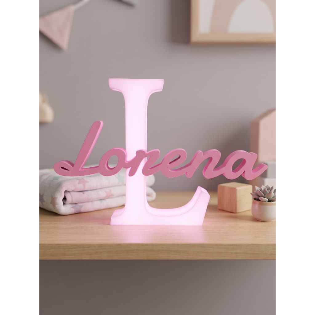 Luminária LED Personalizada com Nome e Inicial para Quarto de Bebê e Lembrancinha