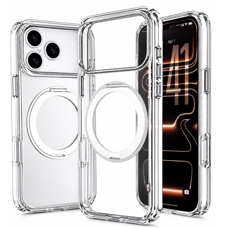 Capa Magnética com Suporte 360° Anti-Impacto Transparente  premium Compativel com iPhone não amarela