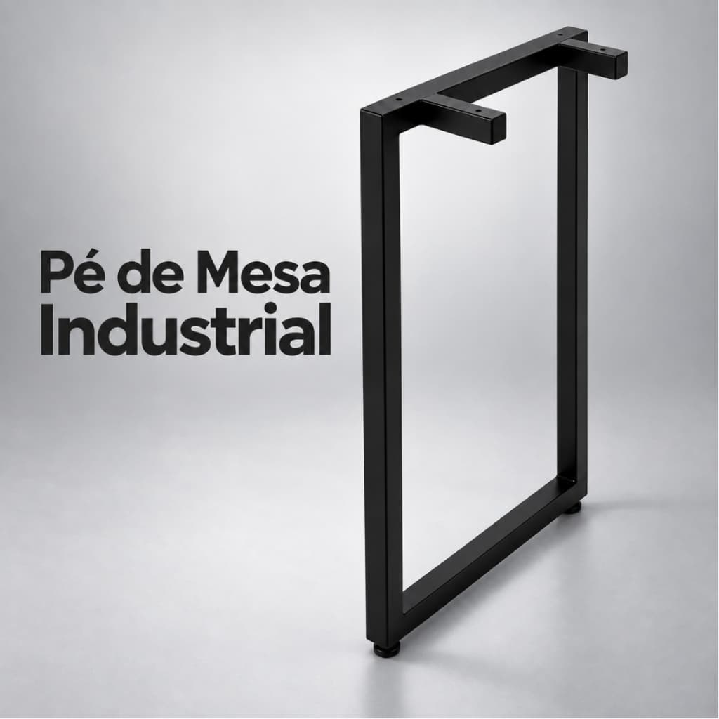 Pé de Mesa Industrial 1 Unidade Metalon 20x20 Pé de Ferro Preto para Mesa Bancada