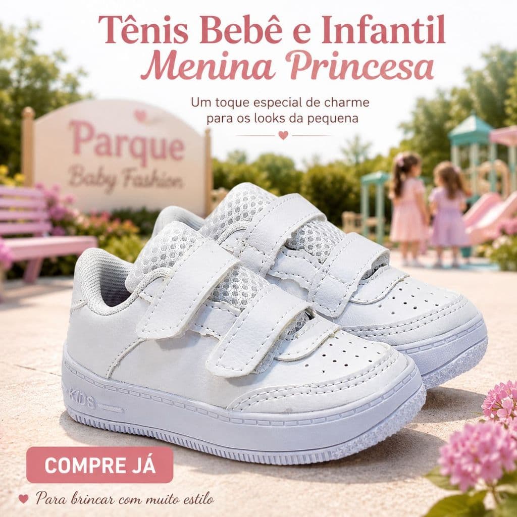Tênis Infantil Menina Velcro – Leve, Prático e Seguro no Calce 30 ao 35 - Envio Rápido