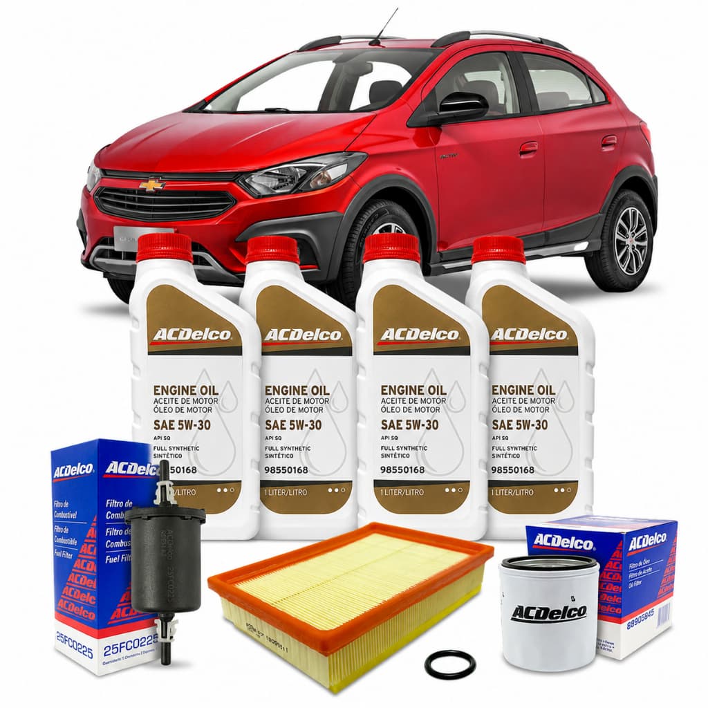 Kit Revisão Troca De Óleo Ac Delco 5w30 100% Sintético Chevrolet Onix 1.0 1.4 2013 2014 2015 2016