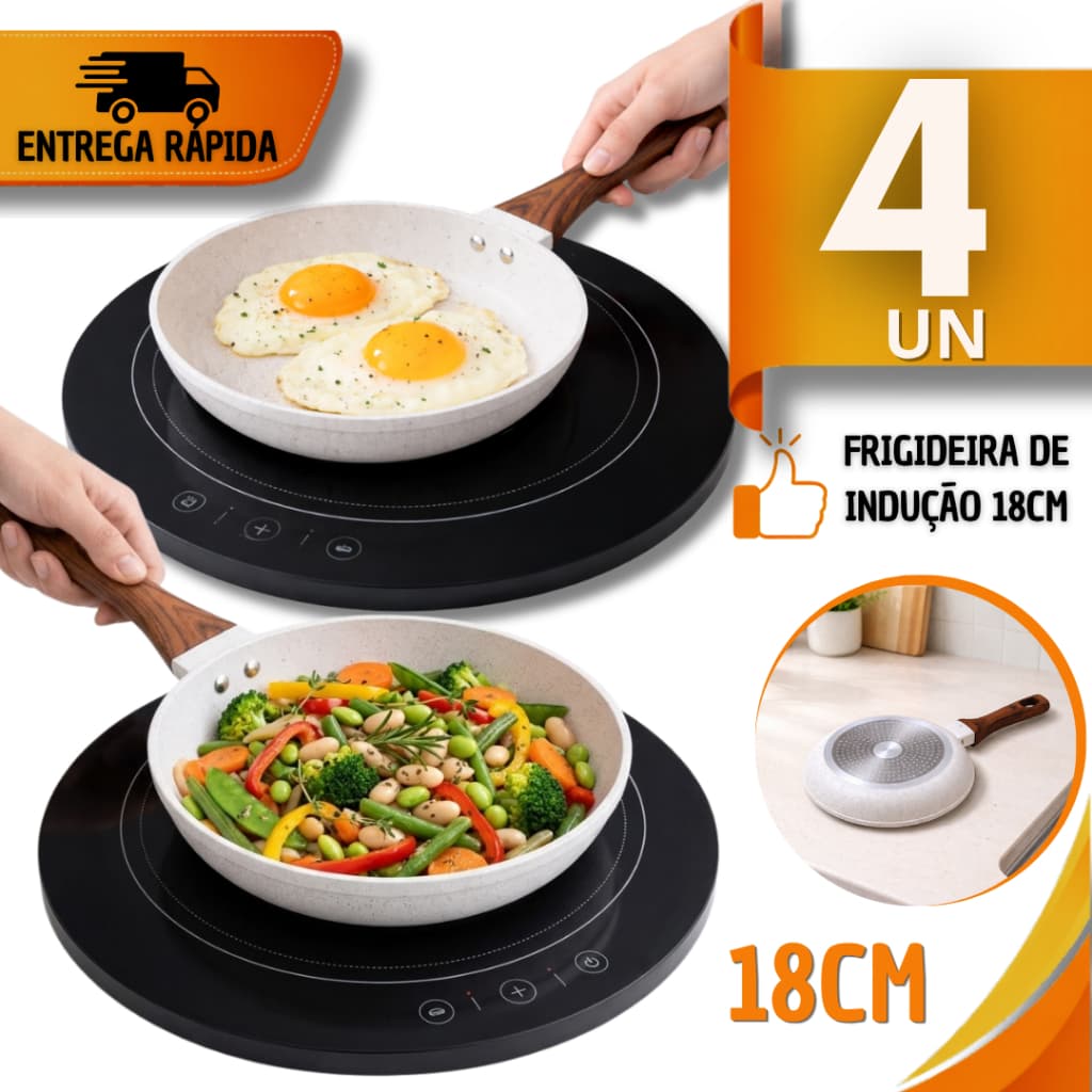 Utensílios Frigideira Antiaderente 18cm Indução Cerâmica Antiaderente Branca Menos Óleo Utensílios