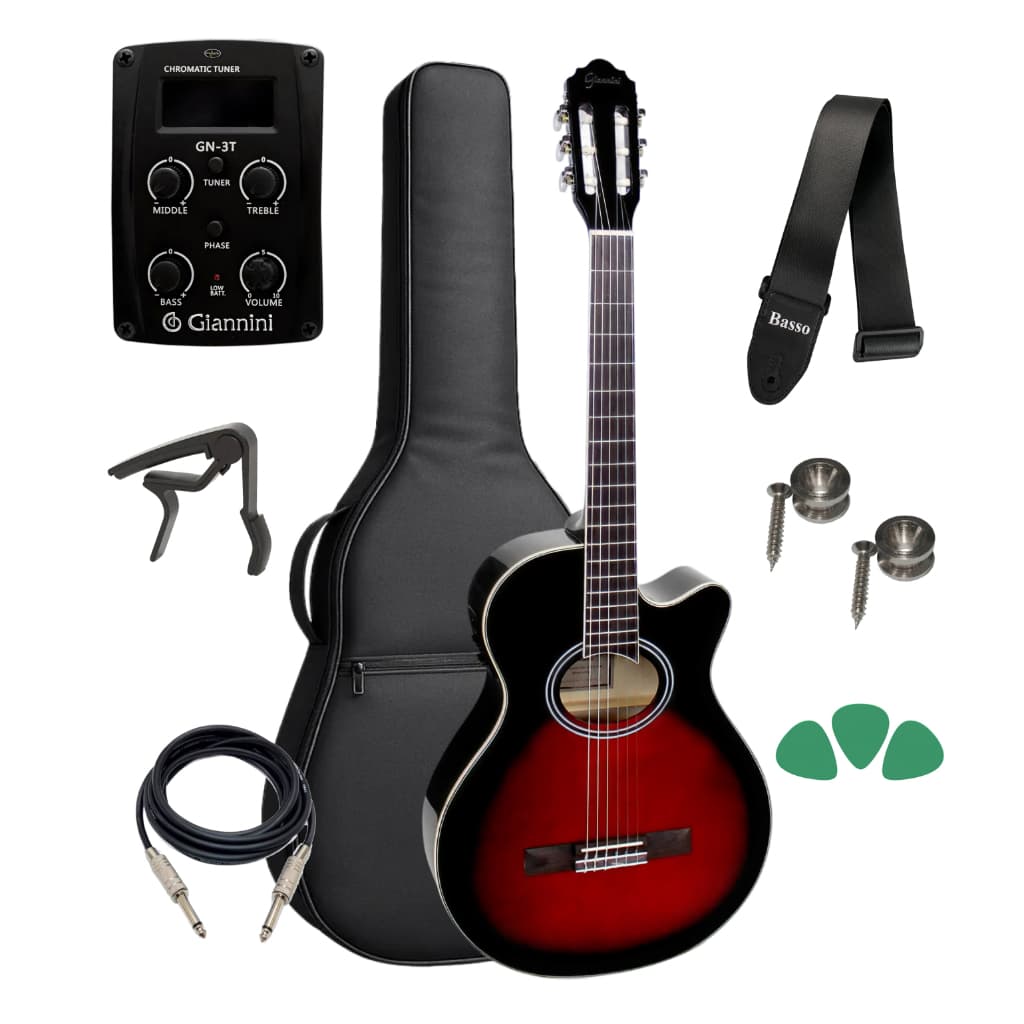 Violão Giannini Nylon Gnf-1d Ceq Brb Mini Jumbo Elétrico Kit