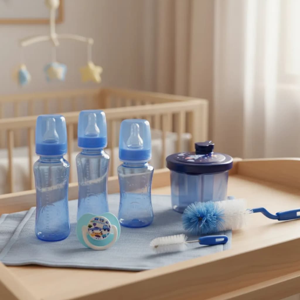 Kit Bebe Mamadeira + porta Leite + escova + brinde Chupeta Kit hora da Mamar