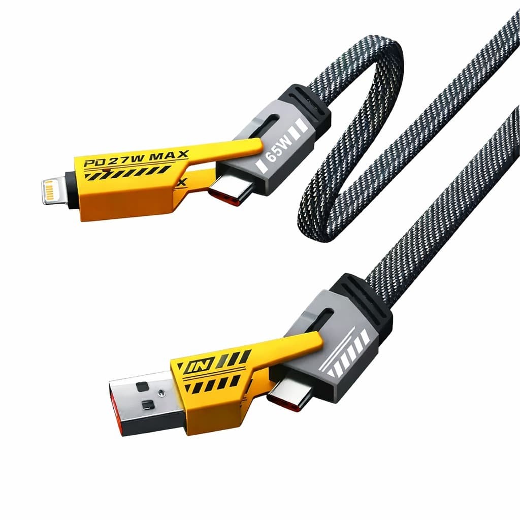 Cabo Carregador Turbo 4 em 1 65W PD USB-C Lightning Universal Android e Iphone