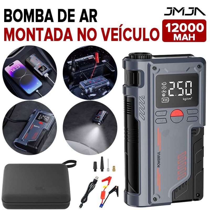 JMJN Compressor de Ar Portátil 150PSI 14.8V Digital com Tela LCD Bomba Elétrica Recarregável para Carro, Moto