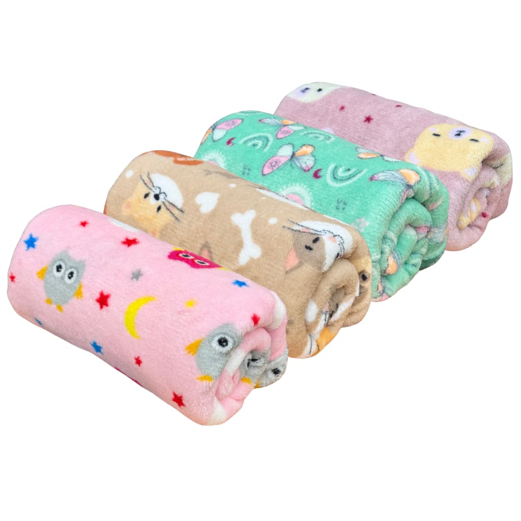 4 Manta Mantinha Pet Cobertor/Coberta Microfibra Soft Estampado/Quente/Cachorro/Gato 70x95cm