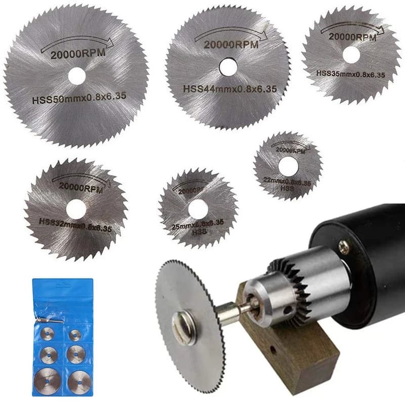 Kit7 Peças Mini Disco Serra Circular Micro Retifica Profissional,Lâminas De Corte,Micro Moedor