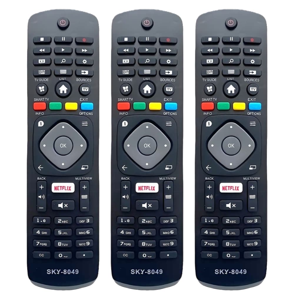 3 Controles Remoto Philips Smart TV 4K LCD LED Função Netflix