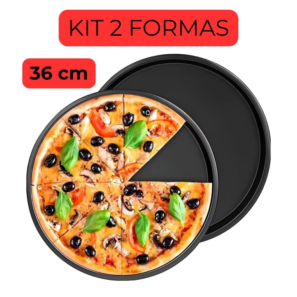 Kit 2 Formas Redondas 36cm Antiaderente para Pizza e Pão – Bandeja Grande