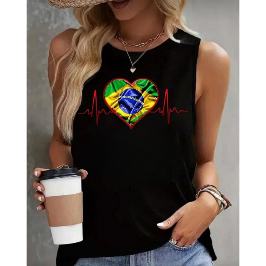 Regata camisa Feminina Sem Manga Gola Redonda Casual Modelo verão Academia Regata Confortável 100% algodão Malha Premium