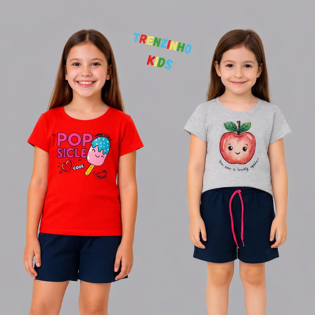 Kit 3 Conjuntos Infantil Camisa + Bermuda 1 a 14 Anos Roupa Criança 6 Peças Sortidas