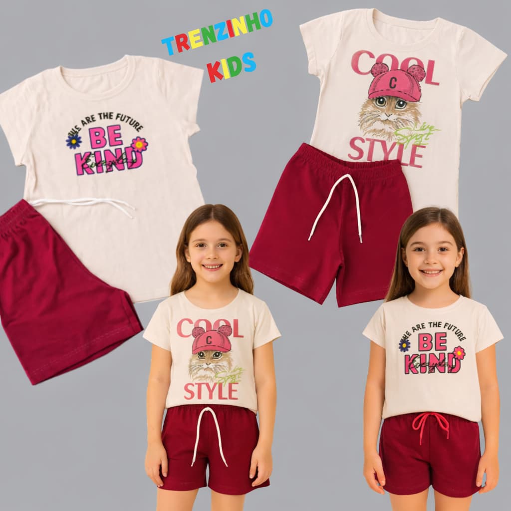 Kit 5 Conjuntos Infantil Camisa + Bermuda 10 a 14 Anos Roupa Juvenil 10 Peças Sortidas
