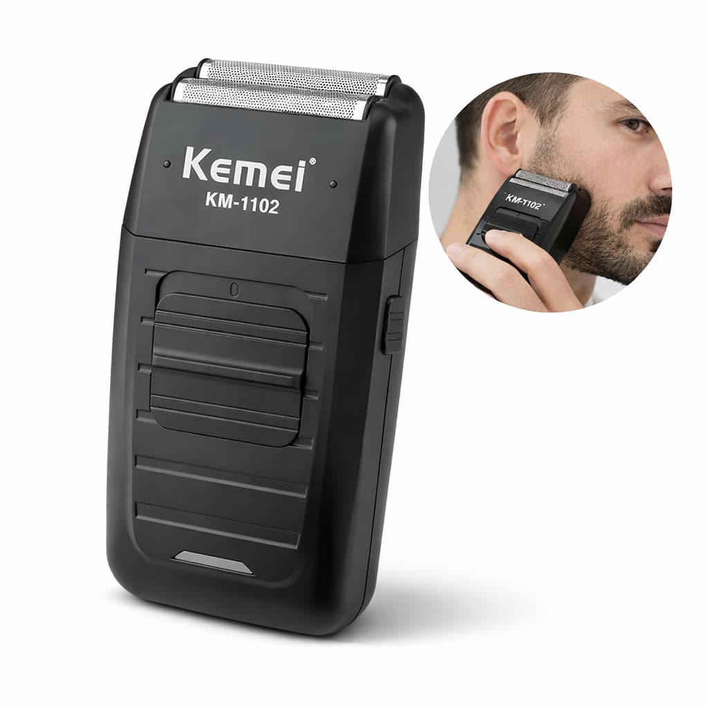 Barbeador Elétrico Barba Kemei KM-1102 Original Shaver 2 Lâminas Nota Fiscal  Envio Imediato