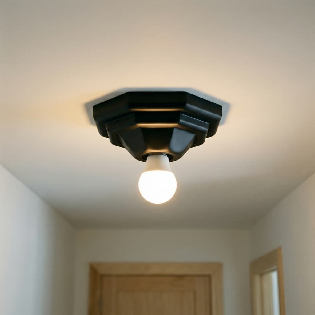 Plafon Sobrepor Plafonier de Teto Pirâmide Bivolt 100W Soquete Porcelana Bocal E27 Branco Preto