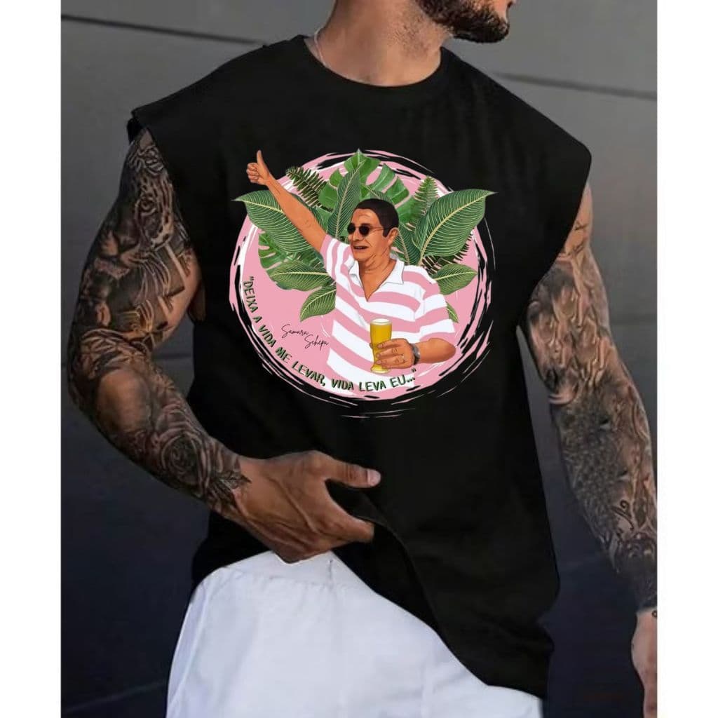 Camiseta Regata Zeca Pagodinho Zeca Camisa 100% Algodão Confortável