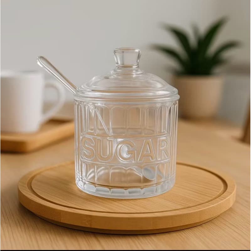 Açucareiro de Vidro Harmony Wolff com Colher 10cm x 8,5cm Mesa Posta