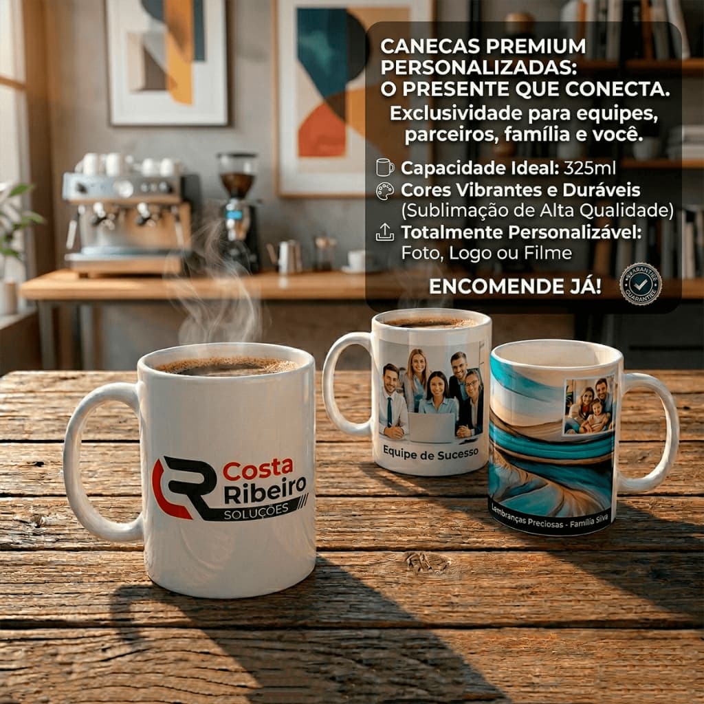 Kit Canecas Xicara Personalizadas C/ Sua Logo Arte Foto Texto