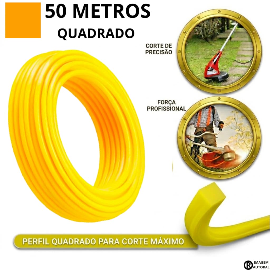 Fio de nylon quadrado cortador de grama aparador Jardim para roçadeira gasolina 3mm 50 Metros redond
