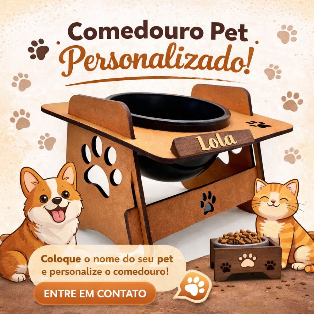Comedouro Bebedouro Pet para Cachorro e Gato com Tigela Elevado Cama Caminha Casinha Personalizados